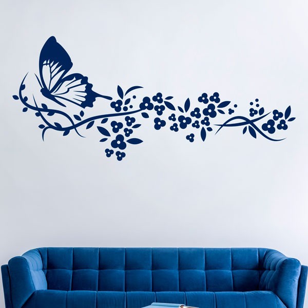 Sticker mural floral avec papillon